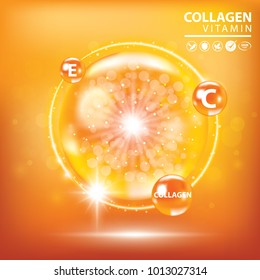 Orange collagen vitamin droplet banner vector illustration