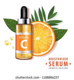 Orange collagen vitamin skin care serum banner vector illustration