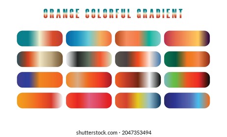 Orange collection of colorful smooth gradient chart background for graphic design. Vector illustration