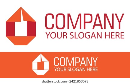 Orange Color Abstract Folding House Logo Design