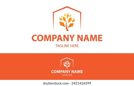 Orange Color Abstract Leaf logo Logo Design