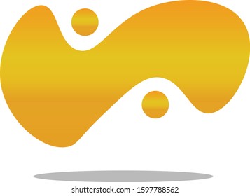 Orange color abstract logo with a shadow underneath