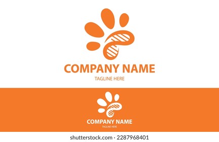 Color naranja Resumen Paw Animal DNA Logo Diseño