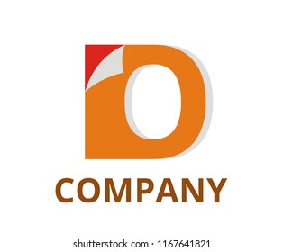 orange color abstract sticker fold paper on corner logo graphic design idea illustration with modern clean style for any professional business company with initial type letter o on it