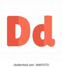 orange color alphabet letters D