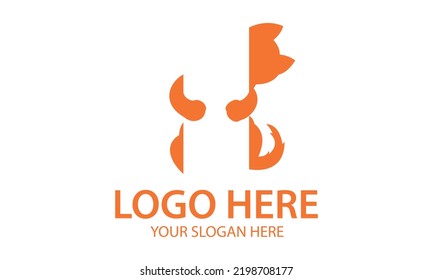 Orange Color Animal Cat Play Hide and Seek Logo Design