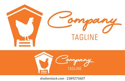 Orange Color Animal Chicken Logo Design
