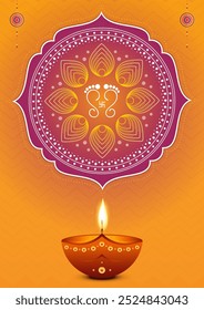 Orange color based portrait banner for Indian festival of lights called Diwali, it can be used in social media, greeting card etc. All Indian says "Happy Diwali" to each other on this occasion. 