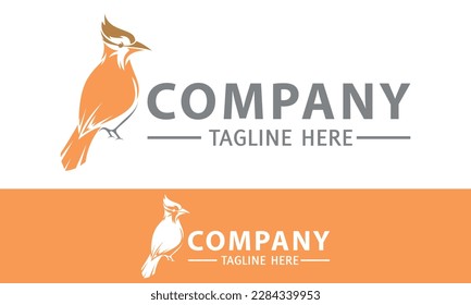 Orange Color Beautiful Simple Bird Logo Design
