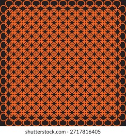 Orange color black background square mandala pattern.
