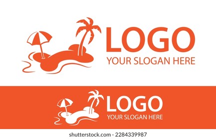 Orange Color Bone Island Vacation Logo Design