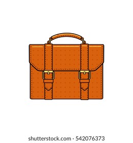 orange color briefcase icon, super graphic style vector illustration