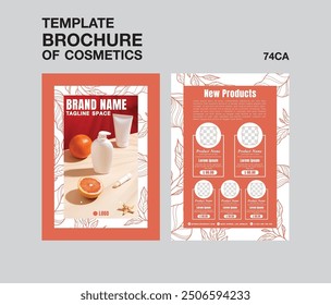 Orange Color Brochure of Cosmetic TEMPLATE, Cosmetics beauty products banner design