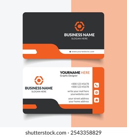 Orange color business card template