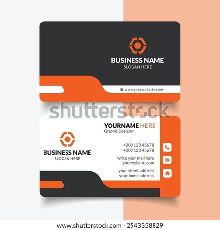 Orange color business card template