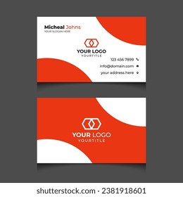 orange color business card vector template design