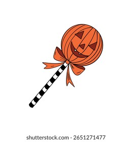 Doces cor de laranja doces para a ocasião de Halloween. Segmentos ou trata a coleção de elementos de doces. Arte em linha 