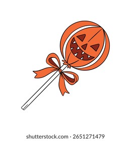 Doces cor de laranja doces para a ocasião de Halloween. Segmentos ou trata a coleção de elementos de doces. Arte em linha 