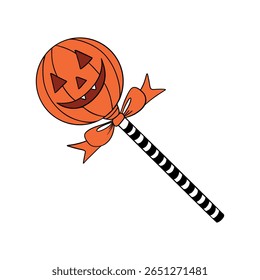 Doces cor de laranja doces para a ocasião de Halloween. Segmentos ou trata a coleção de elementos de doces. Arte em linha 