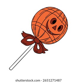 Doces cor de laranja doces para a ocasião de Halloween. Segmentos ou trata a coleção de elementos de doces. Arte em linha 