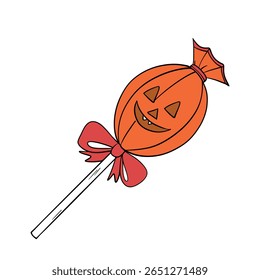 Doces cor de laranja doces para a ocasião de Halloween. Segmentos ou trata a coleção de elementos de doces. Arte em linha 