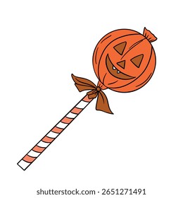 Doces cor de laranja doces para a ocasião de Halloween. Segmentos ou trata a coleção de elementos de doces. Arte em linha 