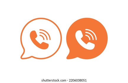 icono vectorial de la caja de chat color naranja. caja de chat y vector de iconos de teléfono