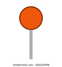 Orange Color Circle Blank Of Traffic Road Sign,Vector Illustration, Isolate On White Background Icon. EPS10