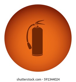 orange color circular frame with silhouette fire extinguisher icon vector illustration