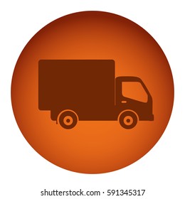 orange color circular frame with silhouette transport truck vector illustration
