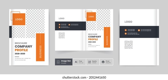 Orange color corporate business brochure cover page annual report book cover corporate business profile design template creative elegant modern magazine bi fold design layout theme