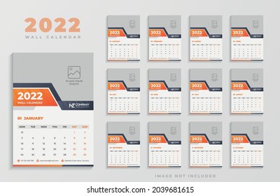 Orange Color Creative 2022 Wall Calendar Design