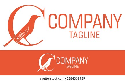 Color naranja Ave creativo Letra inicial C Diseño del logotipo
