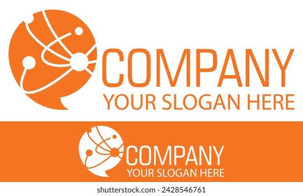 Orange Color Creative Connectivity Chat Bubble Logo Design
