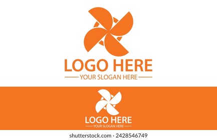 Orange Color Creative Simple propeller Logo Design