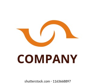 orange color cyclone shape from line like black hole logo design illustration for technology company, security corporate, or any use.