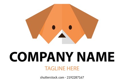 Orange Color Dog Paper Fold Logo Design