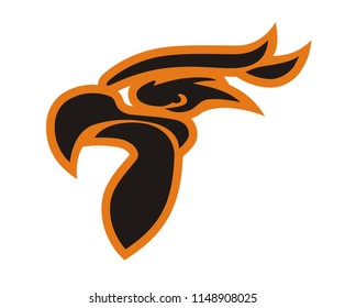 orange color eagle head line art silhouette shape like tattoo logo design illustration for sport team need, like football, baseball, soccer, basketball, hockey