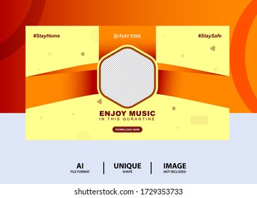 Orange color Enjoy Music web Banner Design