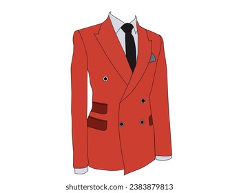 Orange color fashion stylish Tuxedo men's clothing illustration vector. Fashion background clothing theme concept.