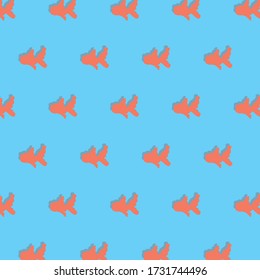 orange color fish patterns on blue background vector