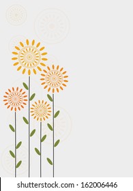 orange color flower with green leaves with space for text.Eps10