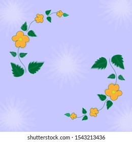 Orange color flowers and green leaves pattern wallpaper background design. Vector illustration.