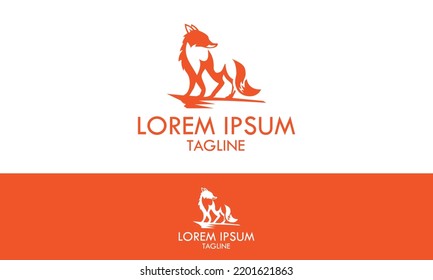 Orange Color fox Animal logo design
