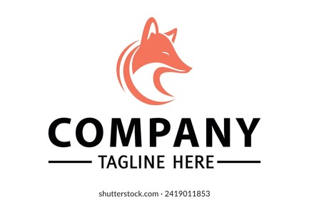 Orange Color Fox head circle abstract logo design