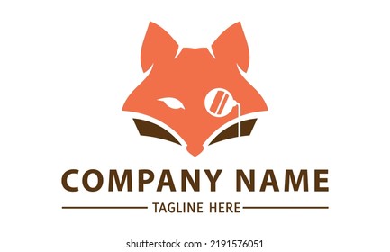 Orange Color Fox Head With Glasses Logo Design