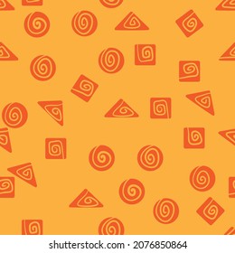 orange color geometric patterns on orange background, decorative, textile, fabric, design, overlay, vector