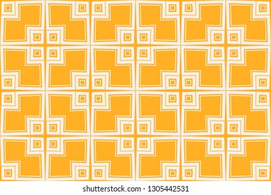 Orange color geometry seamless pattern. Abstract line, shape. For design, interior, wallpaper. Vector illustration