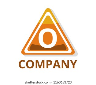 orange color glasses triangle button web logo graphic design with modern clean style for any professional company with initial type letter o on it