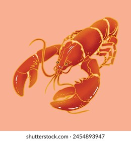 An orange color glossy live lobster
